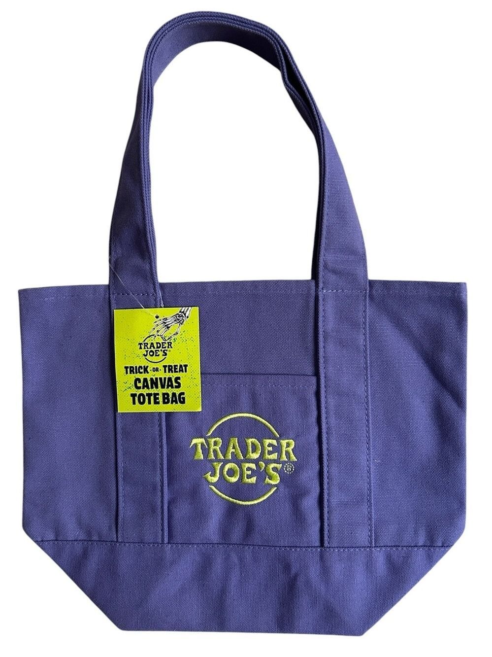 Trader Joe's Mini Purple and Green Canvas Trick or Treat Tote Bag